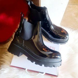 Ankle Boots,Chelsea Platform Chunky Heel Elastic Lug Sole Booties